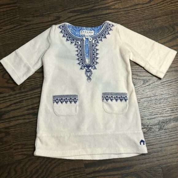Cabana Life White Blue Embroidered Terry Swim Cover Dress 6-12 Months - Picture 1 of 7